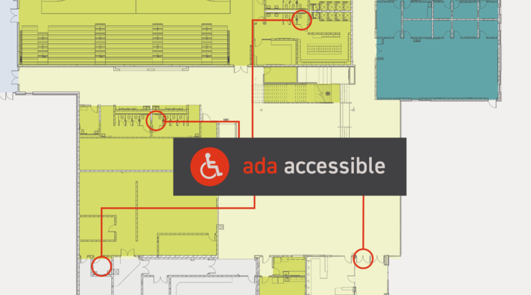 Floorplan of ADA accessible areas in JC McKenna Middle School